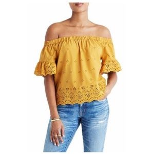 Madewell Off the Shoulder Yellow Top